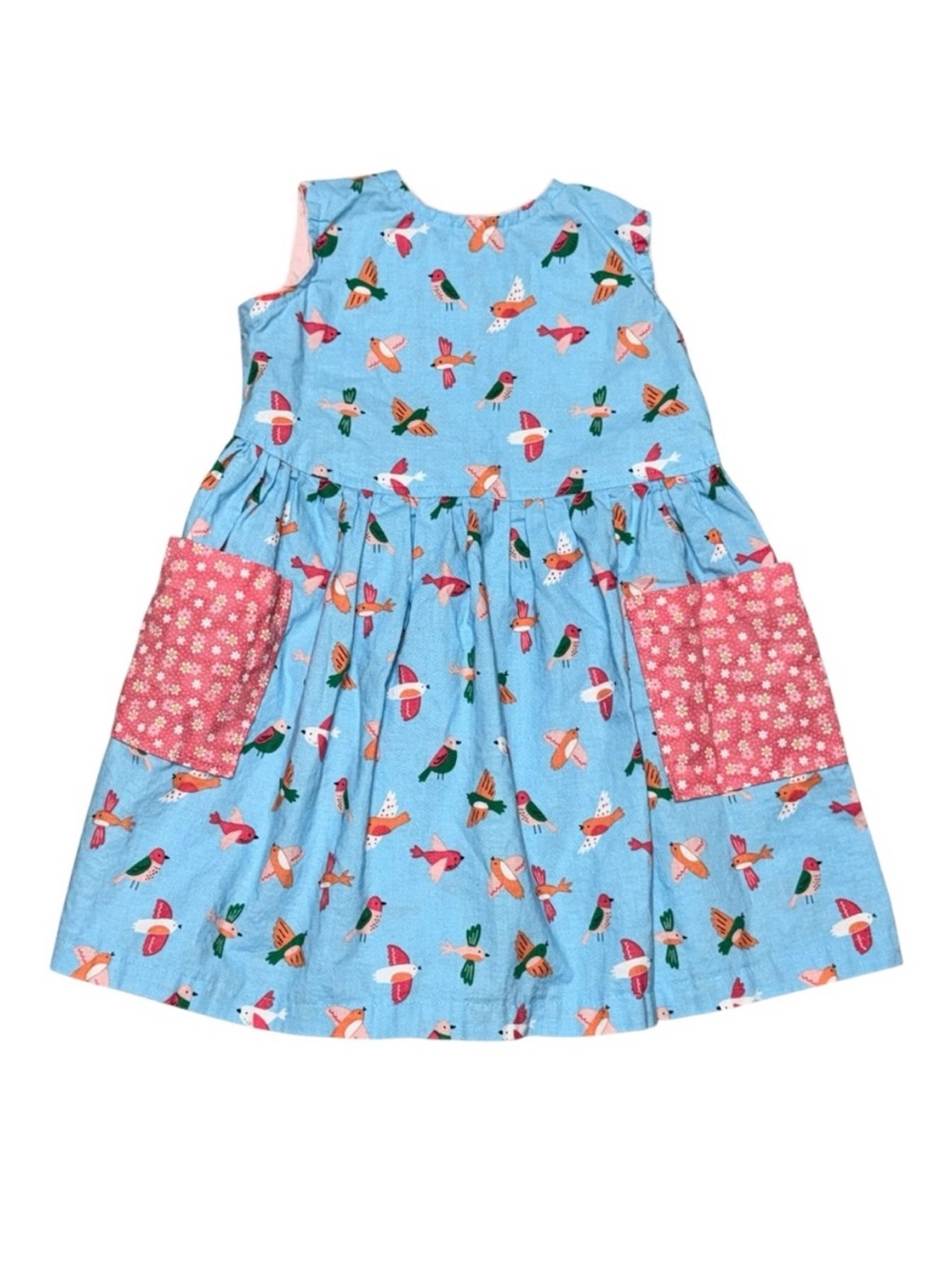 Handmade Boutique Bird Print Vintage Dress Girls 2T Sleeveless